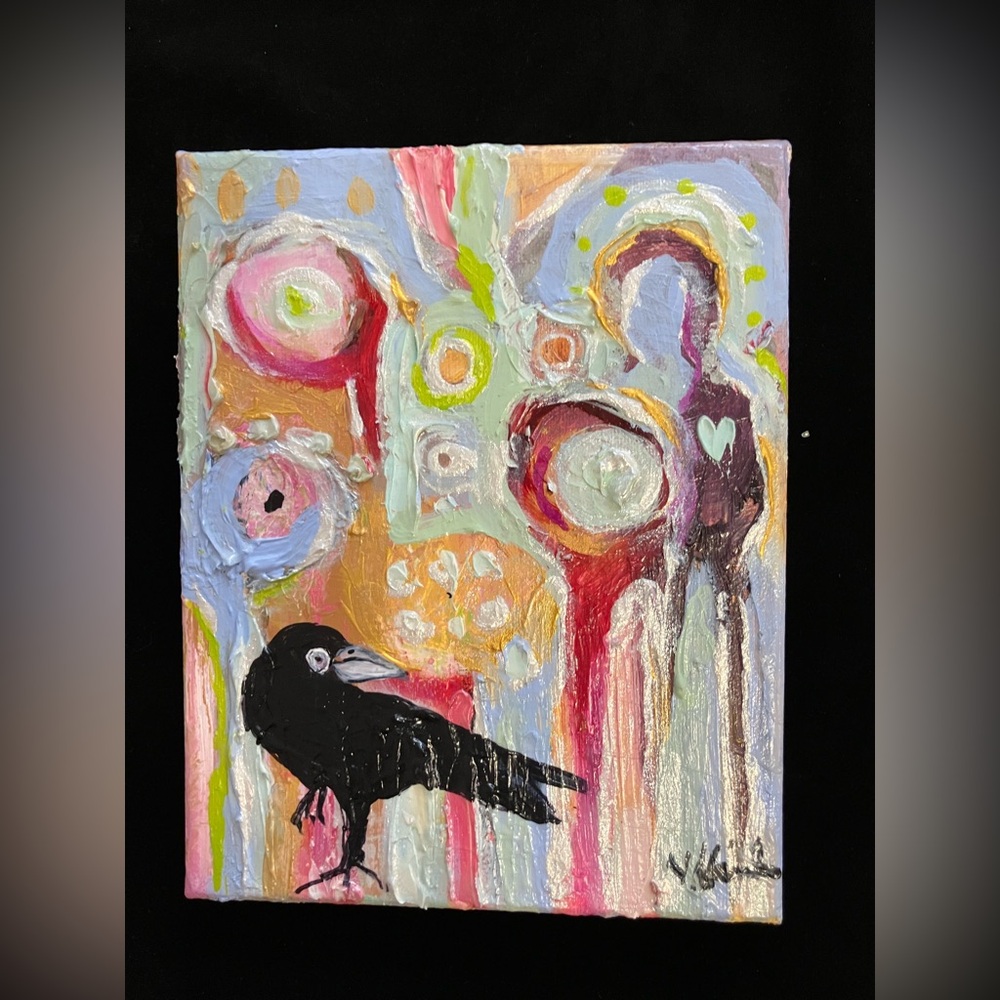 Crow Spirit “An Original art Acrylic  Painting 10”x8”On Canvas